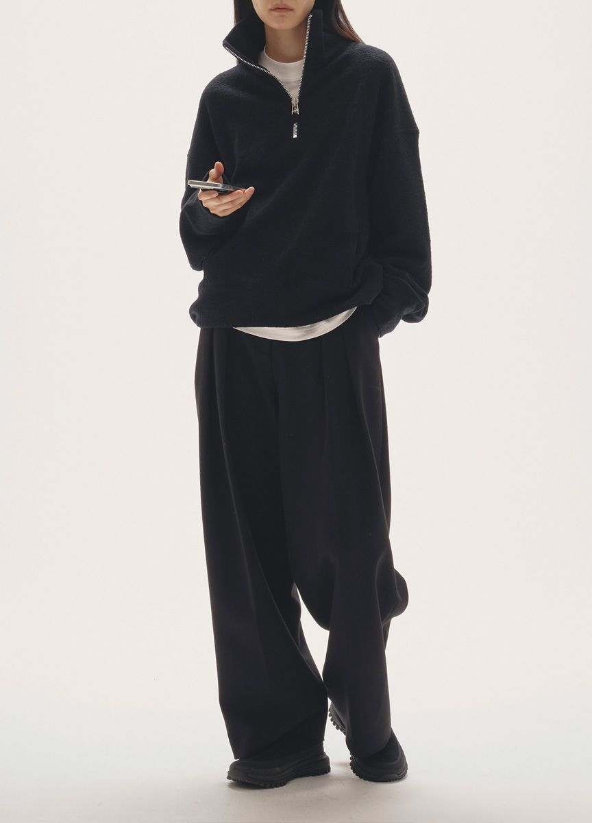 毛料拉鍊立領上衣